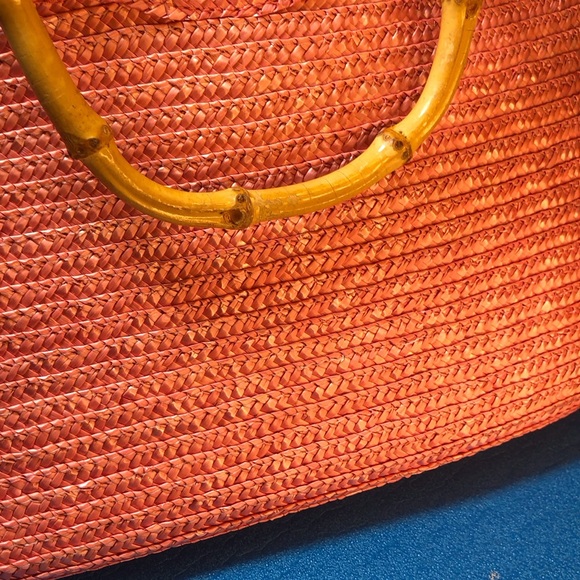 Vintage St John’s Bay’s Pink Straw Purse With Bamboo Handles. - Picture 7 of 10